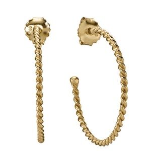 Pandora 14 K Gold Twisted Hoop Earrings